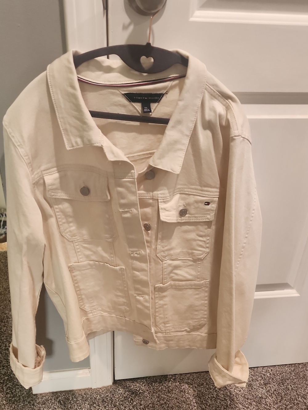 Tommy Hilfiger Cream Denim Jacket - Women's Casual Size XXL